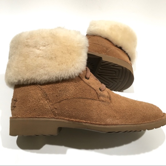 UGG Weylyn Shearling Cuff Ankle Boots -Chestnut Suede -US 8 -NEW - Picture 8 of 8